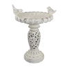 Niam Bird Bath Sculpture | 26" Weathered White Scrolled Resin