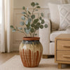Hino Decorative Vase | Dripping Paint Texture | 13" Brown Ceramic
