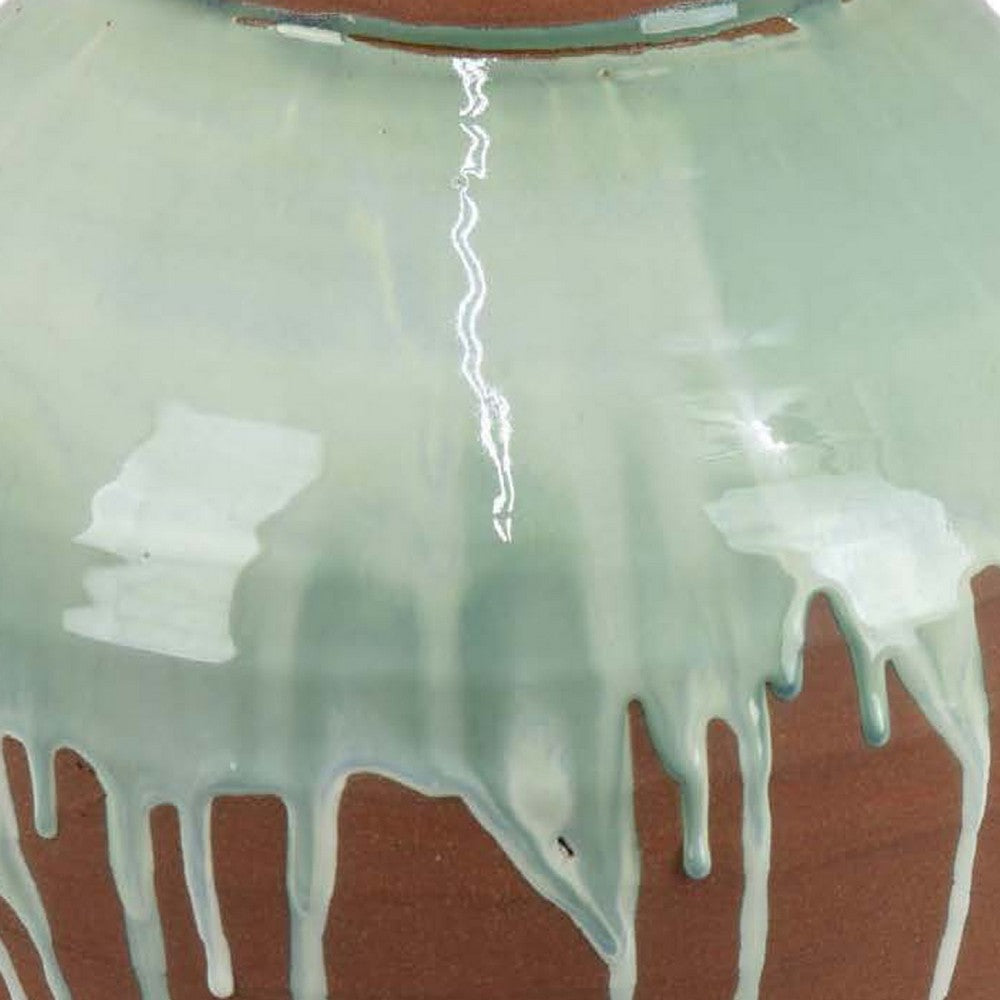 Hino Decorative Vase | 13’’ Dripping Paint Texture | Brown Ceramic BM334905