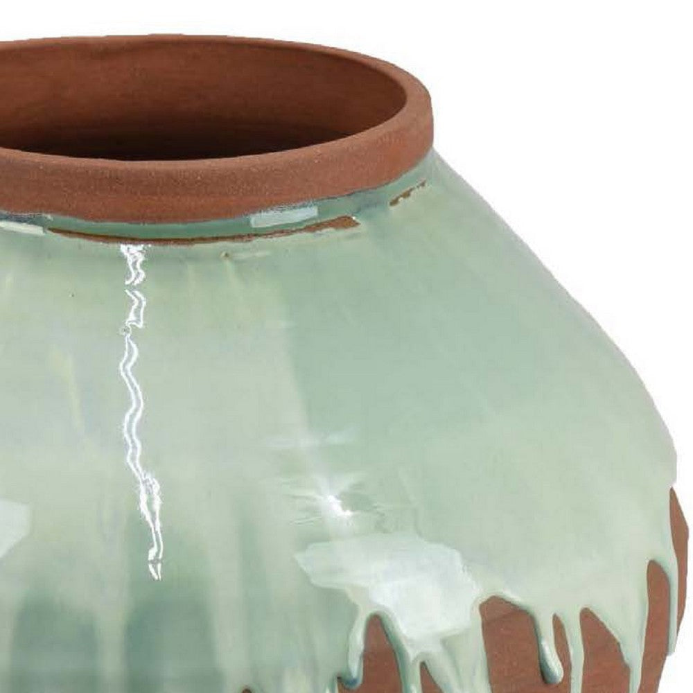 Hino Decorative Vase | 13’’ Dripping Paint Texture | Brown Ceramic BM334905