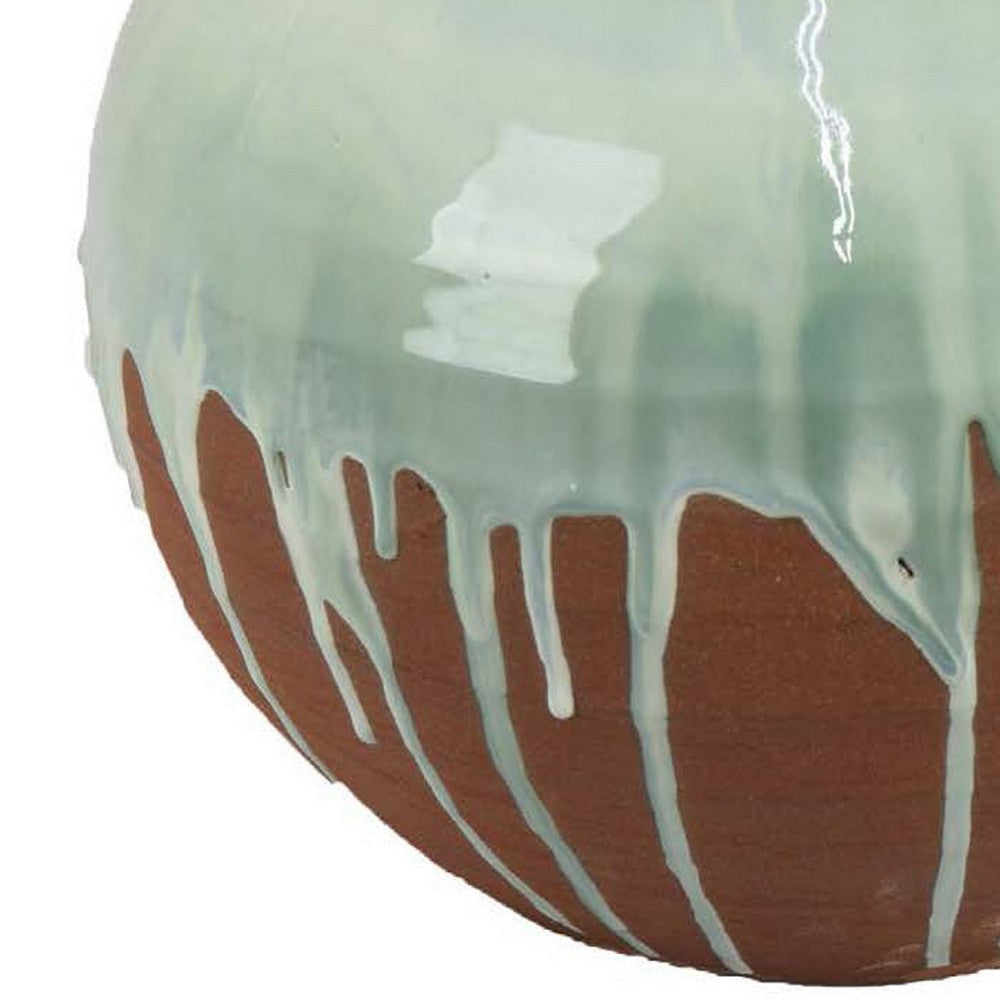 Hino Decorative Vase | 13’’ Dripping Paint Texture | Brown Ceramic BM334905
