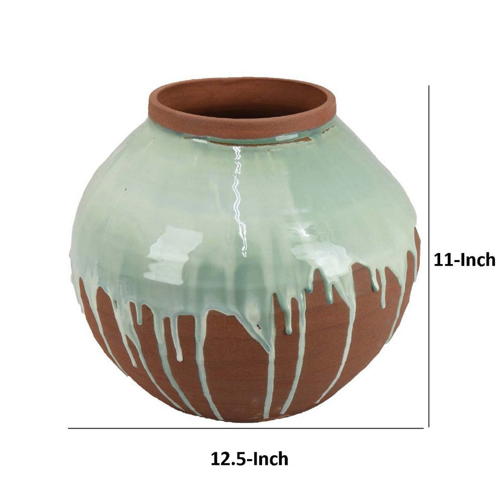 Hino Decorative Vase | 13’’ Dripping Paint Texture | Brown Ceramic BM334905