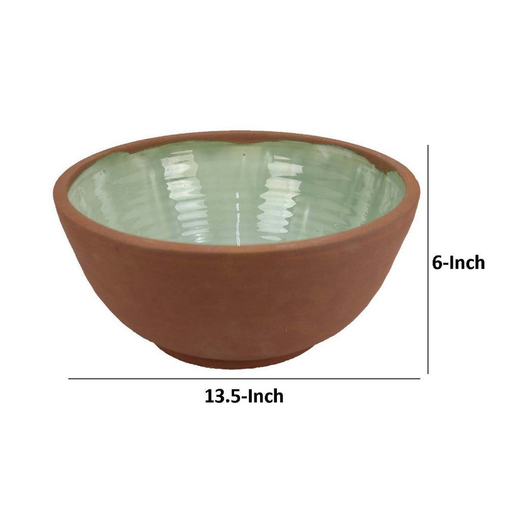 Hino Decorative Bowl | 14’’ Dripping Paint Texture | Brown Ceramic BM334906