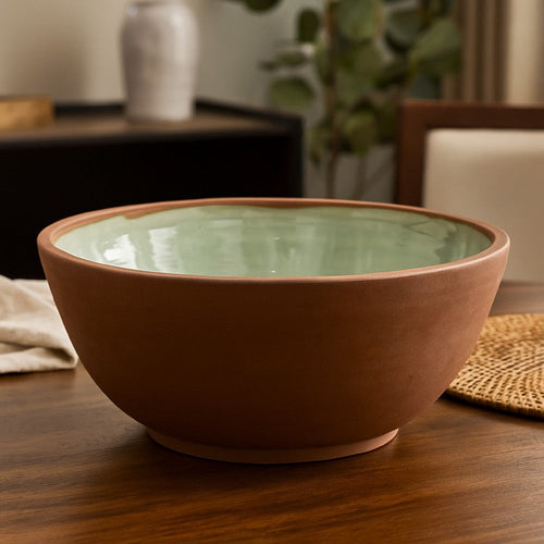 Hino Decorative Bowl | 14" Dripping Paint Texture | Brown Ceramic
