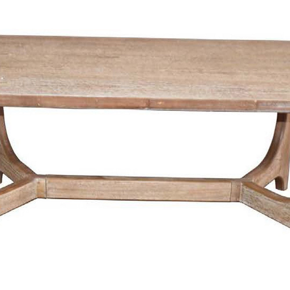 Dining Table Rectangular Top 76 Inch Farmhouse Natural Brown Wood BM334907