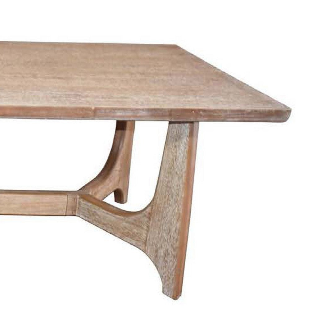 Dining Table Rectangular Top 76 Inch Farmhouse Natural Brown Wood BM334907