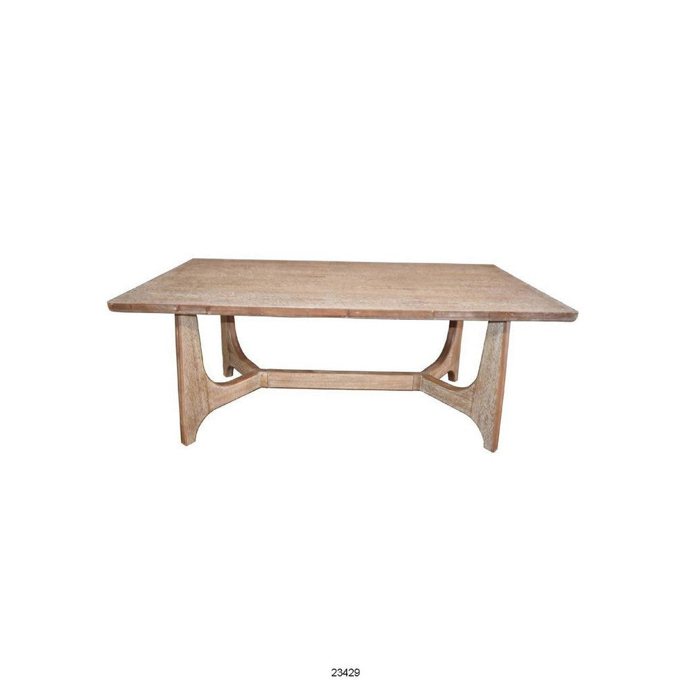 Dining Table, Rectangular Top, 76 Inch Farmhouse Natural Brown Wood