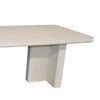 Dining Table Rounded Corners 95 Inch White Wood Body T Shape Legs BM334908