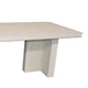 Dining Table Rounded Corners 95 Inch White Wood Body T Shape Legs BM334908