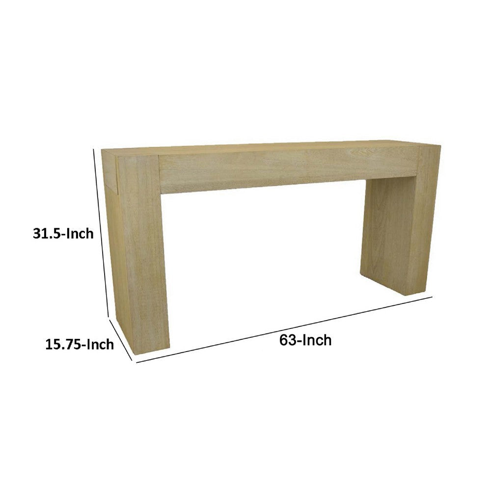 Console Table | Tall C Shaped Design | 63’’ Light Brown Wood Body BM334909