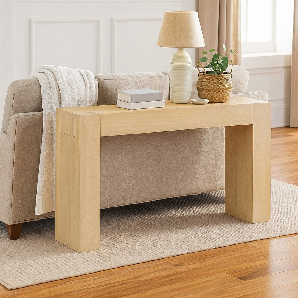 Console Table | Tall C Shaped Design | 63" Light Brown Wood Body