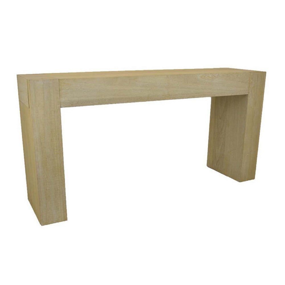Console Table | Tall C Shaped Design | 63’’ Light Brown Wood Body BM334909