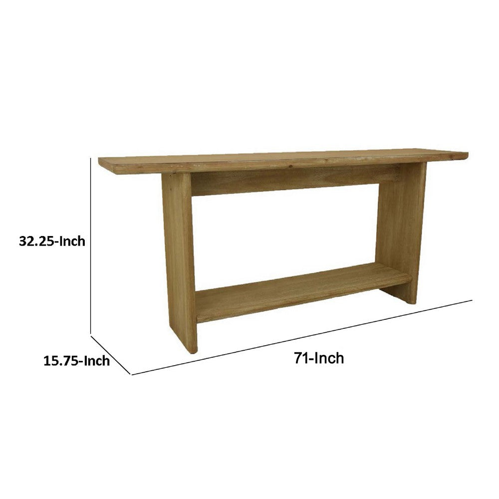Console Table | Long Rectangular Top | 1 Shelf | 71’’ Light Brown Wood BM334910