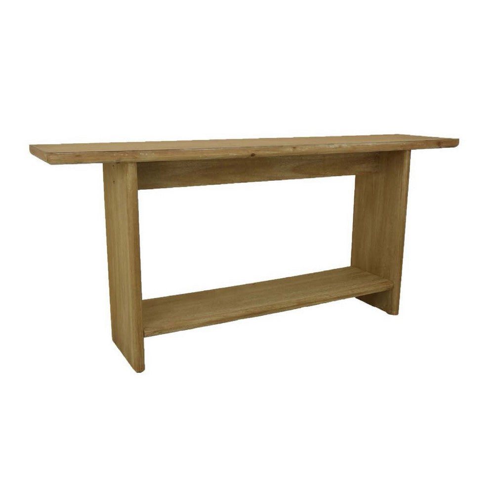 Console Table | Long Rectangular Top | 1 Shelf | 71’’ Light Brown Wood BM334910