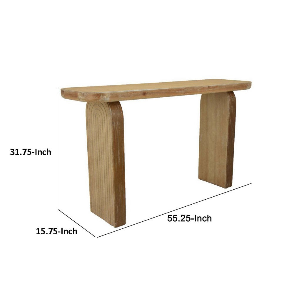 Console Table | Rounded Edge Top with Arch Legs | 55’’ Brown Wood BM334911