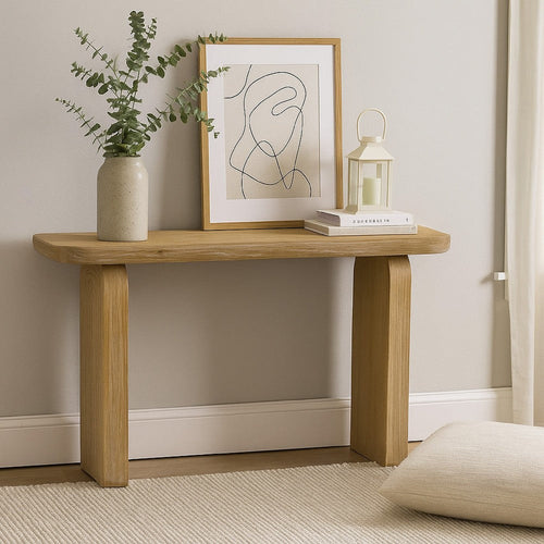Console Table | Rounded Edge Top with Arch Legs | 55" Brown Wood