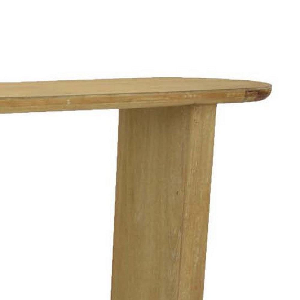 Console Table | Rounded Edge Top | Paneled Legs | XL 63’’ Brown Wood BM334912