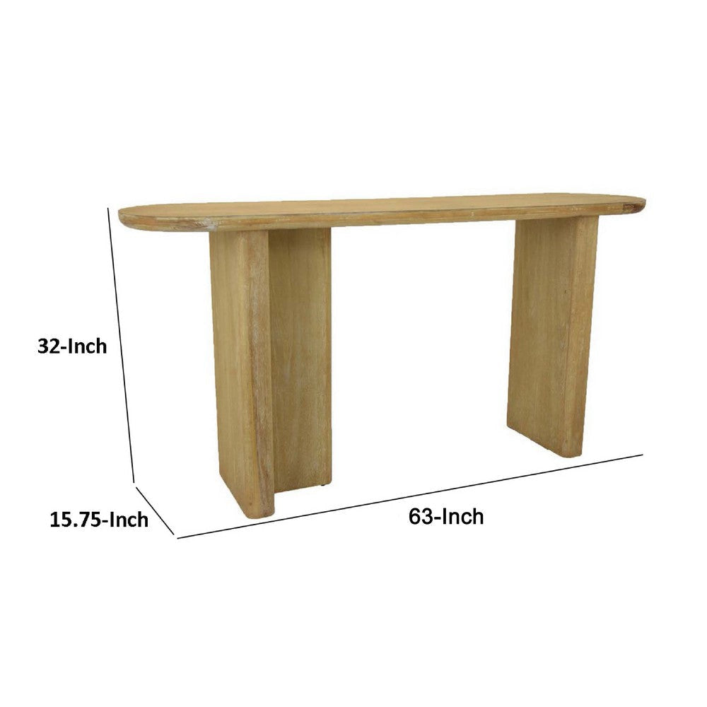 Console Table | Rounded Edge Top | Paneled Legs | XL 63’’ Brown Wood BM334912