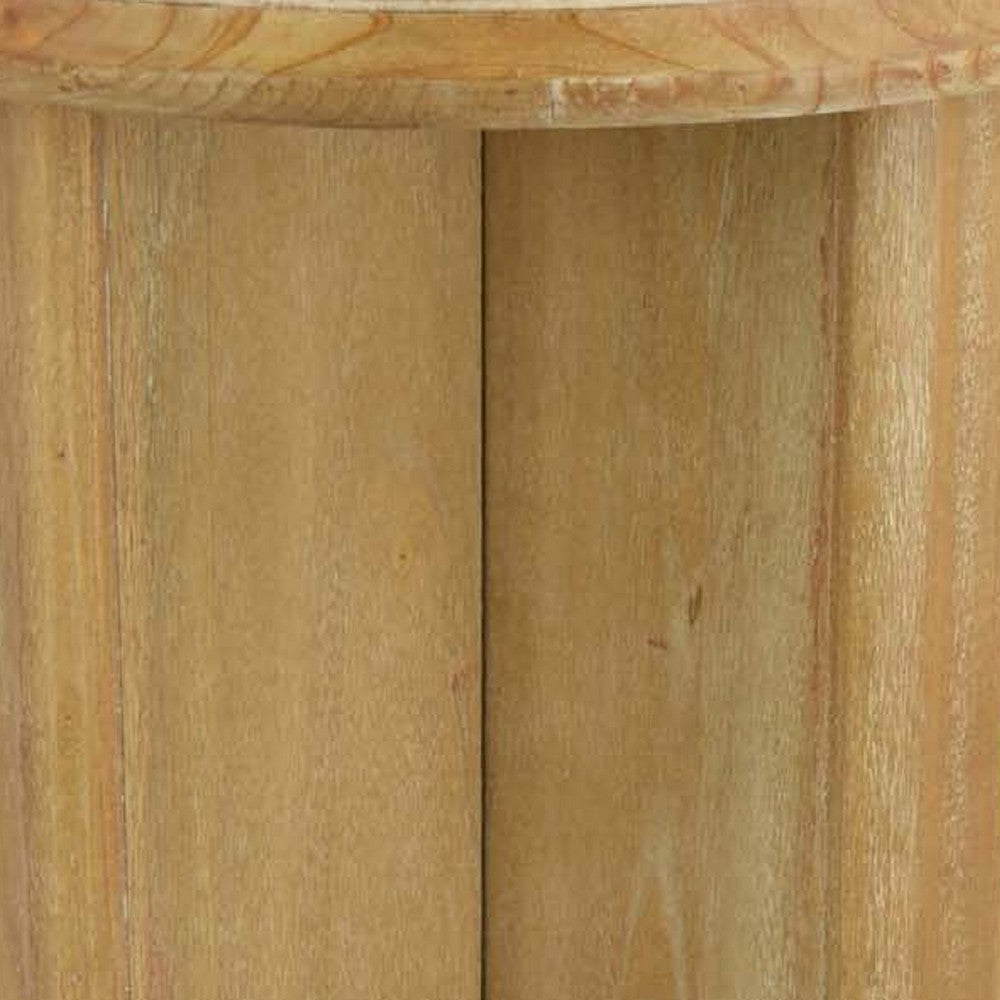 Round Side End Table | X Shaped Paneled Legs | 24’’ Brown Wood BM334913