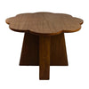 Round Dining Table, Flower Design Top, 45 Inch Brown Wood Body