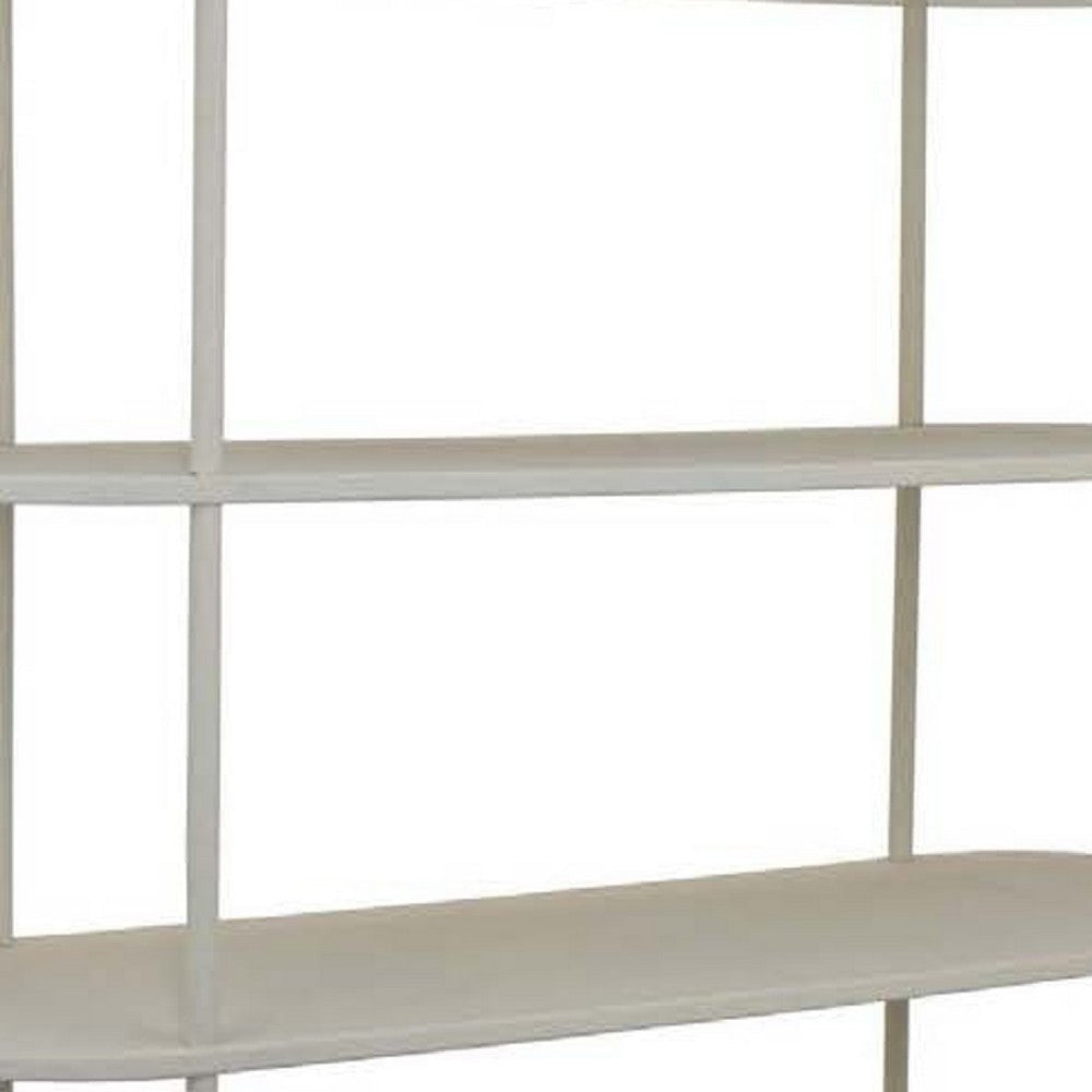 Accent Bookshelf 4 Wood Shelves 64 Inch Industrial White Metal Frame BM334919