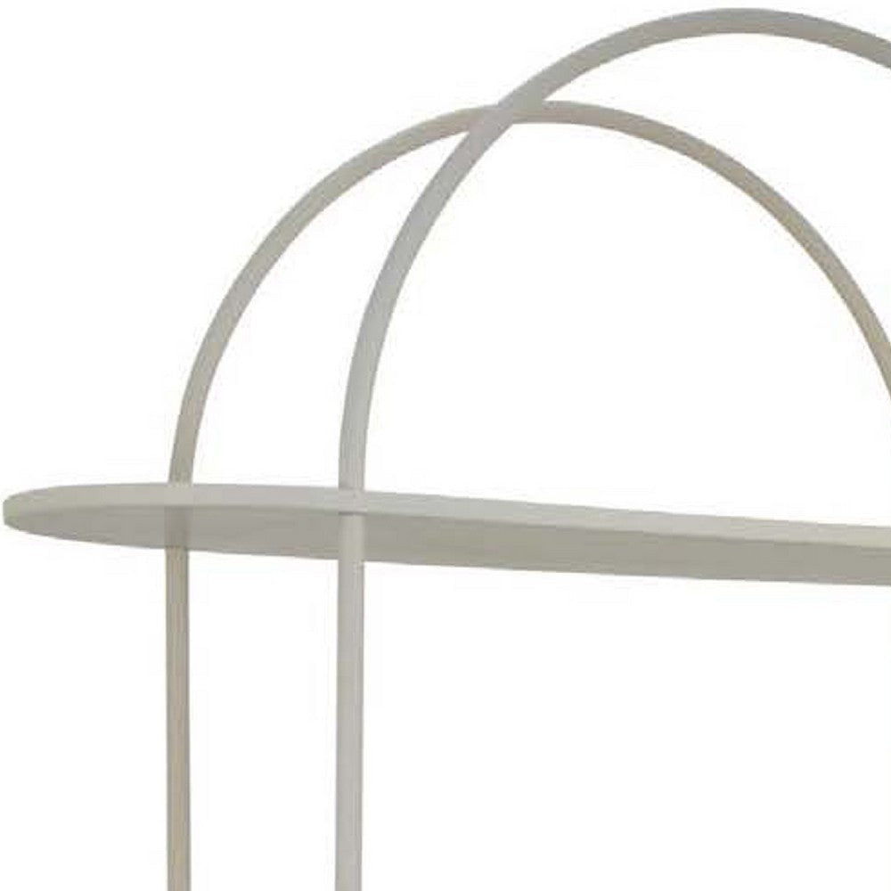 Accent Bookshelf 4 Wood Shelves 64 Inch Industrial White Metal Frame BM334919