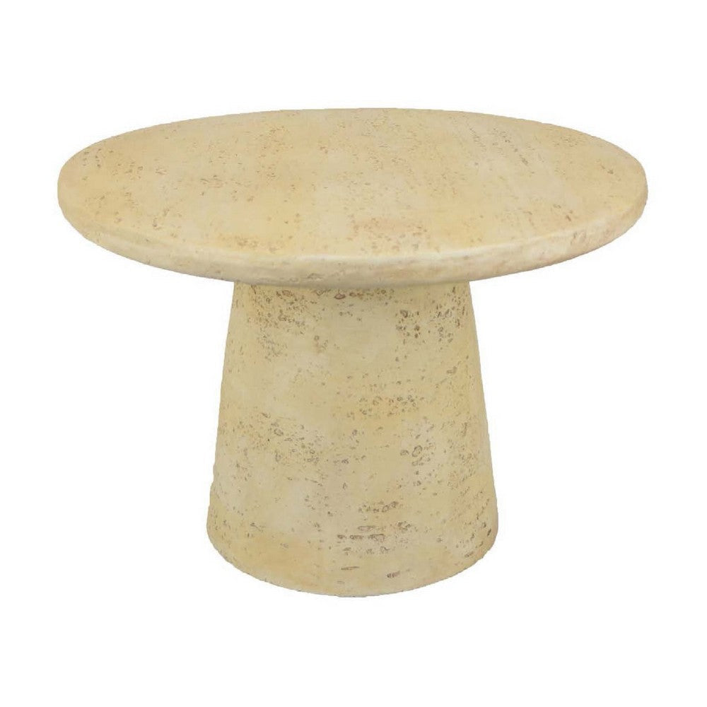 Keki Coffee Table | 24" Round | Tapered Off White Resin Body