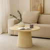 Keki Coffee Table | 24" Round | Tapered Off White Resin Body