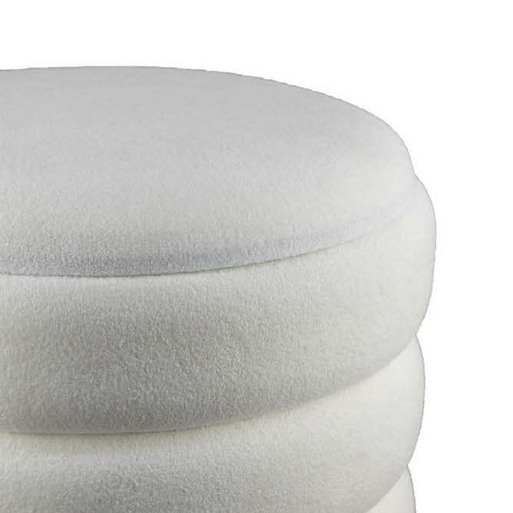 Accent Stool | 18’’ White Fabric Upholstery | Gold Metal Base BM334924