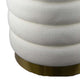 Accent Stool | 18’’ White Fabric Upholstery | Gold Metal Base BM334924