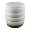 Accent Stool | 18" White Fabric Upholstery | Gold Metal Base