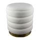 Accent Stool | 18" White Fabric Upholstery | Gold Metal Base