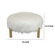 Accent Ottoman | Fur-Like Texture | 21’’ White Fabric Upholstery BM334925