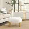 Accent Ottoman | Fur-Like Texture | 21" White Fabric Upholstery