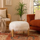 Accent Ottoman | Fur-Like Texture | 21" White Fabric Upholstery