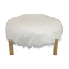 Accent Ottoman | Fur-Like Texture | 21" White Fabric Upholstery