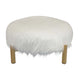 Accent Ottoman | Fur-Like Texture | 21" White Fabric Upholstery