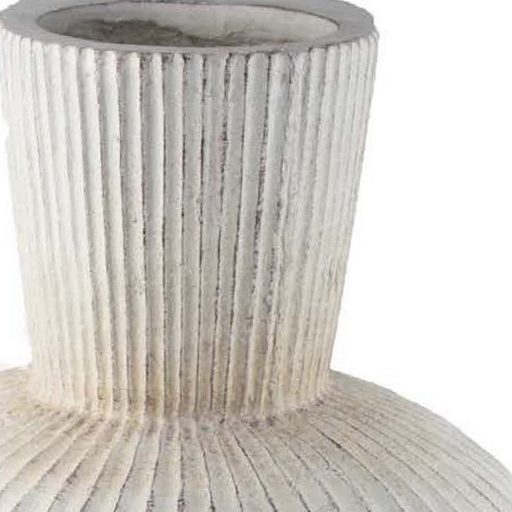 Gany Decorative Vase | Spherical Bottom | 22’’ Weathered White Resin BM334926