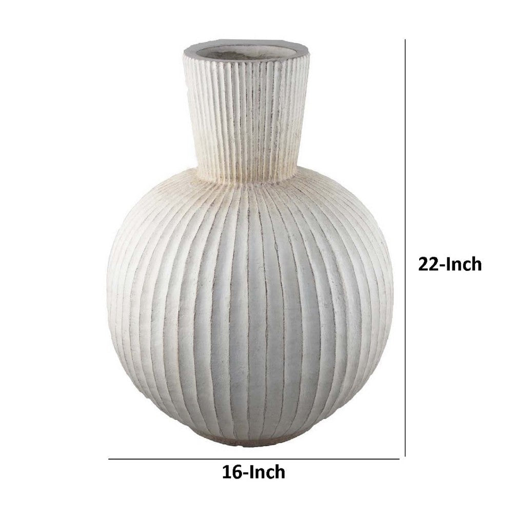 Gany Decorative Vase | Spherical Bottom | 22’’ Weathered White Resin BM334926