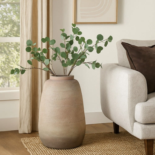 Kilu Decorative Vase | Rugged Texture | 24" Metallic Gray Resin