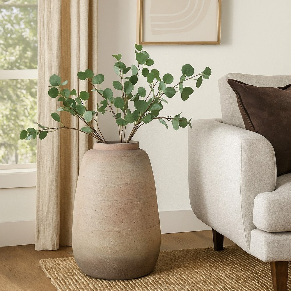 Kilu Decorative Vase | Rugged Texture | 24" Metallic Gray Resin