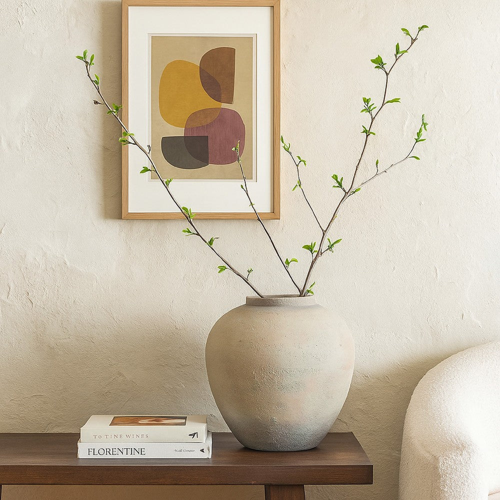 Kilu Decorative Vase | Rugged Texture | 19" Metallic Gray Resin