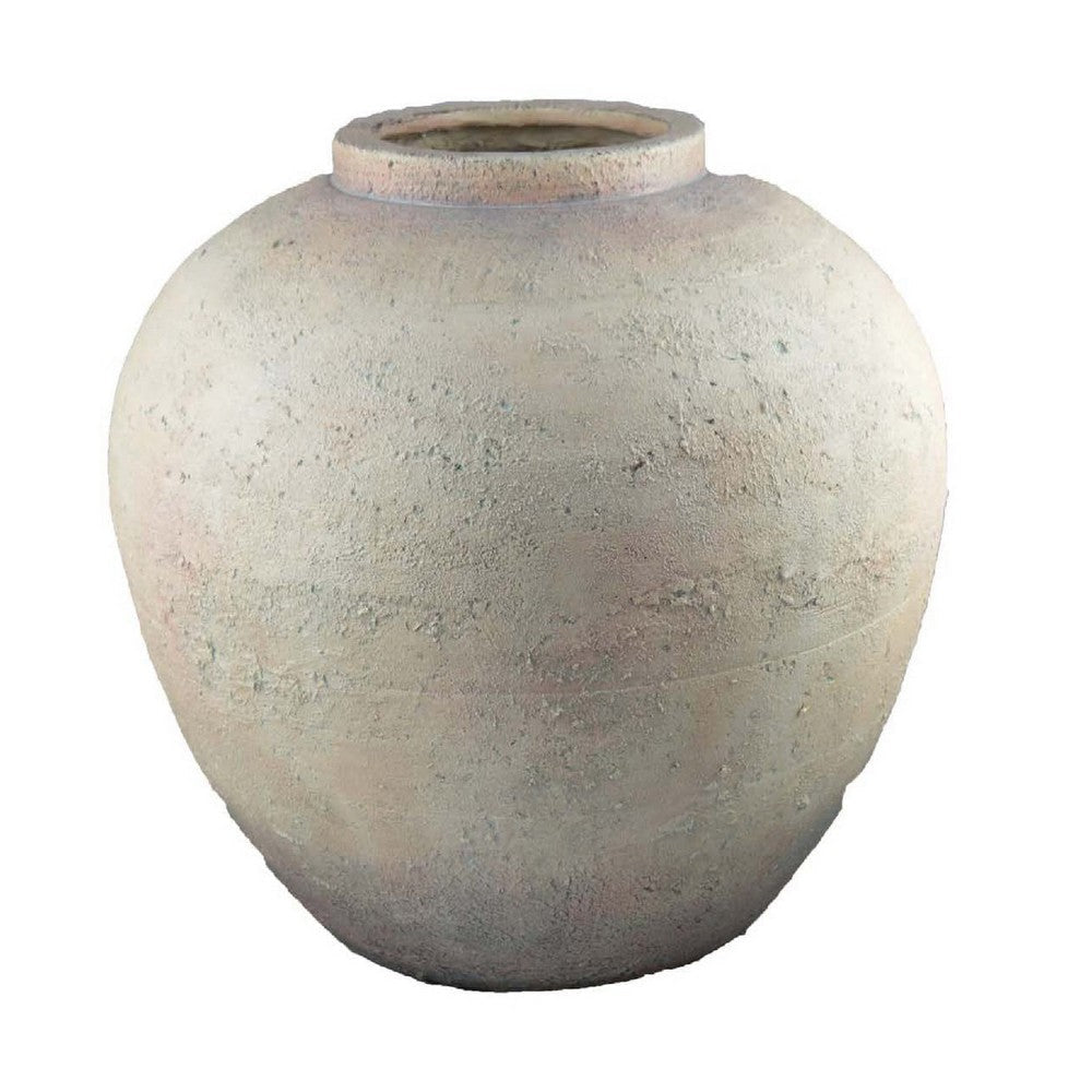 Kilu Decorative Vase | Rugged Texture | 19" Metallic Gray Resin