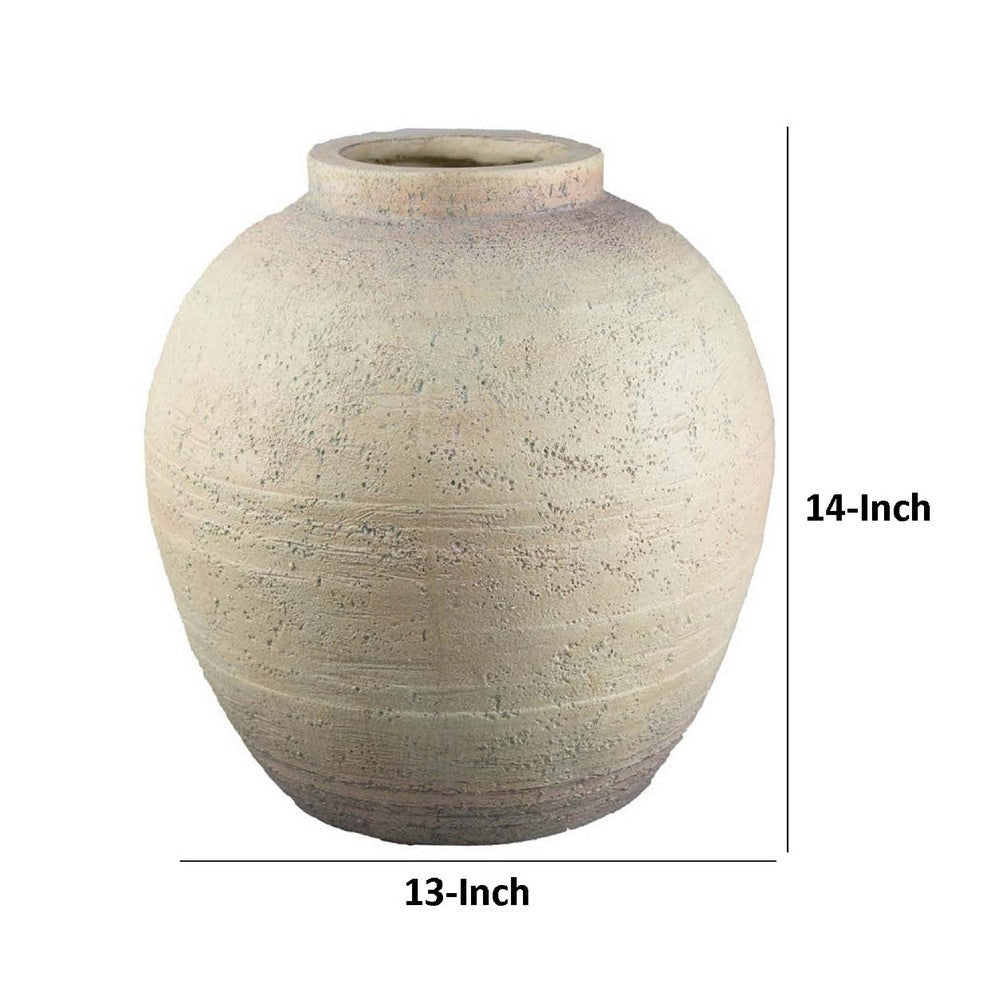 Kilu Decorative Vase | Rugged Texture | 14’’ Metallic Gray Resin BM334936