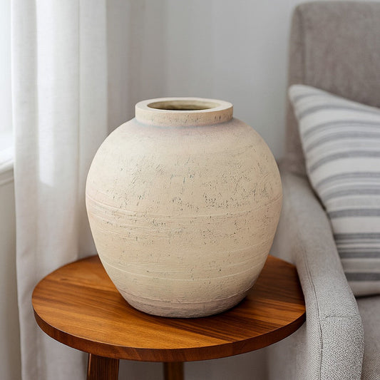 Kilu Decorative Vase | Rugged Texture | 14" Metallic Gray Resin