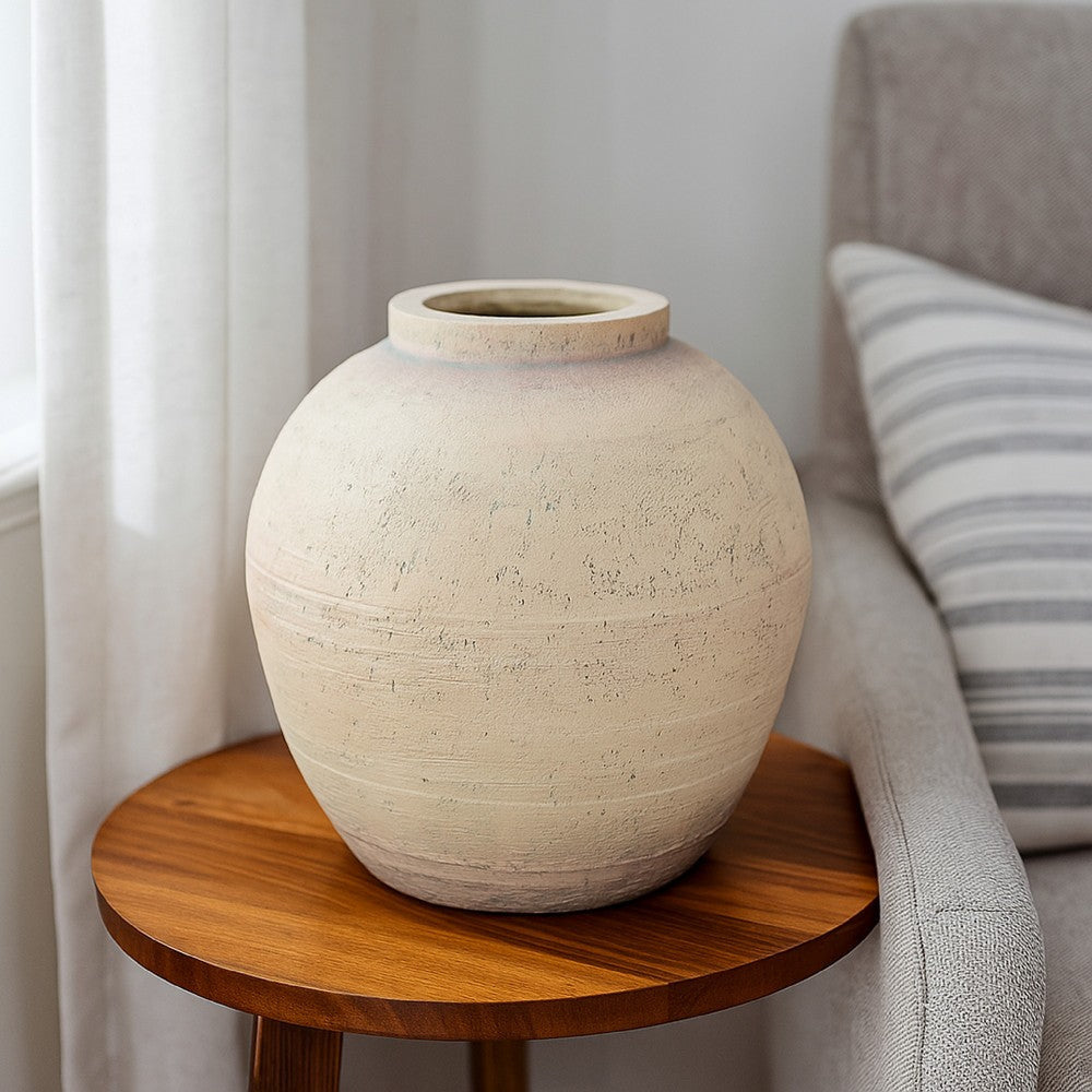 Kilu Decorative Vase | Rugged Texture | 14" Metallic Gray Resin