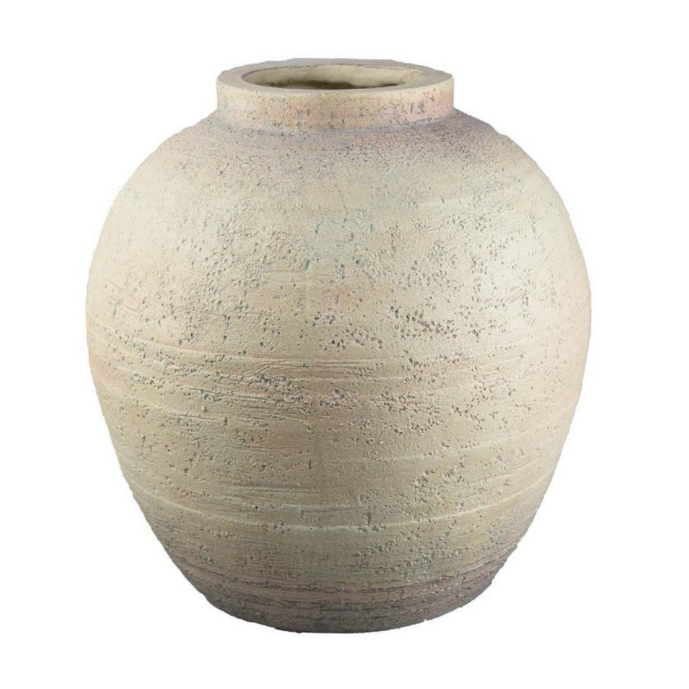 Kilu Decorative Vase | Rugged Texture | 14" Metallic Gray Resin
