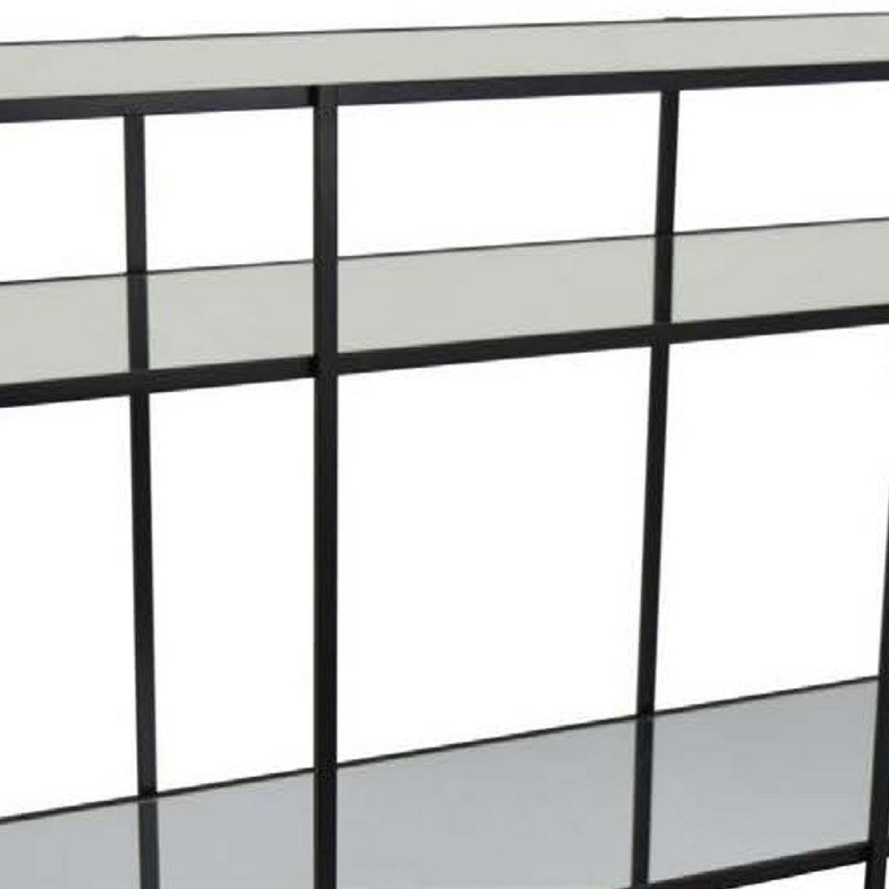 Woly Plant Stand Rack | 2 Glass Shelves | 59’’ Industrial Black Metal