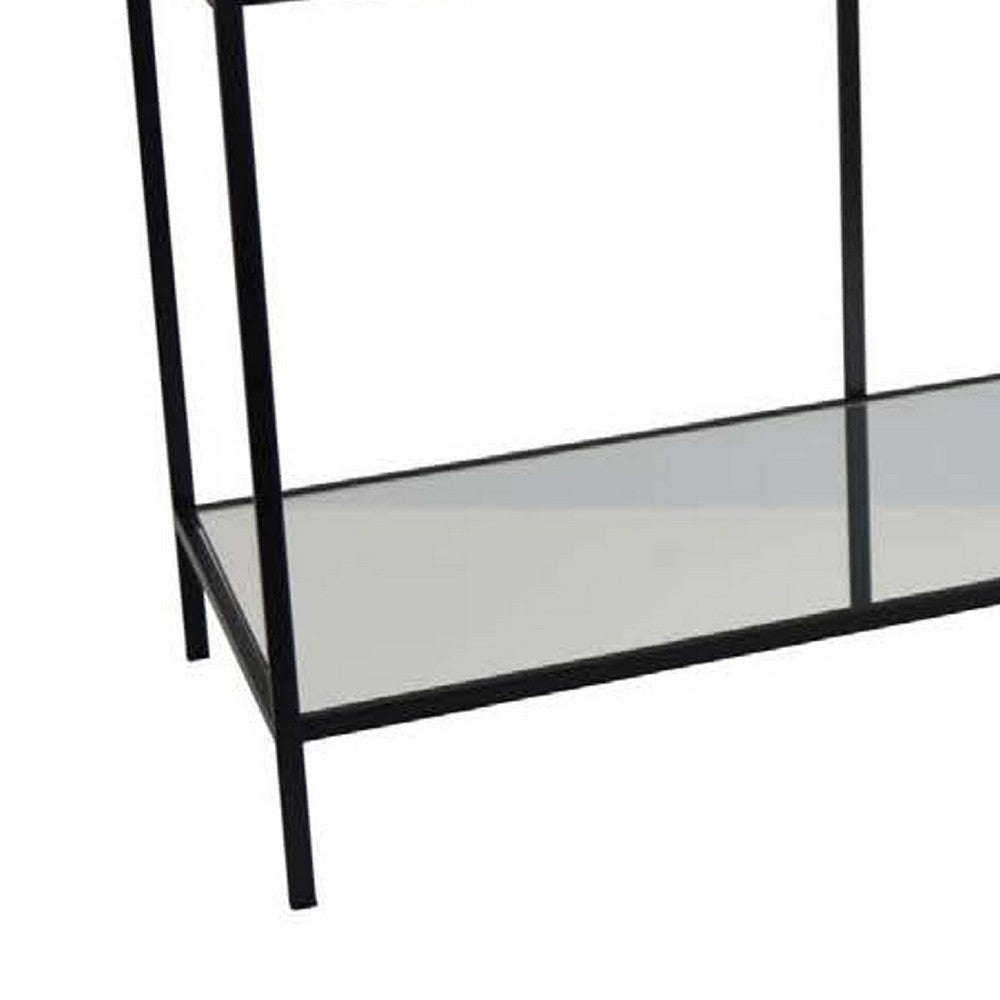 Woly Plant Stand Rack | 2 Glass Shelves | 59’’ Industrial Black Metal