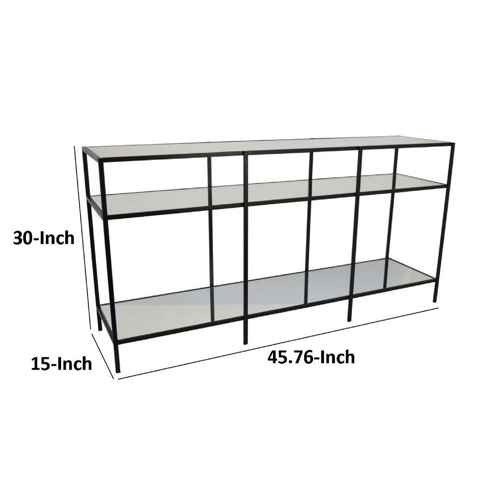 Woly Plant Stand Rack | 2 Glass Shelves | 59’’ Industrial Black Metal